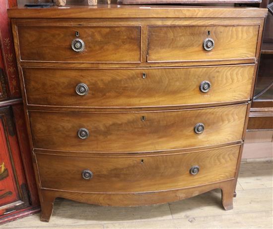 An early 19th century mahogany bowfront chest, W.105cm